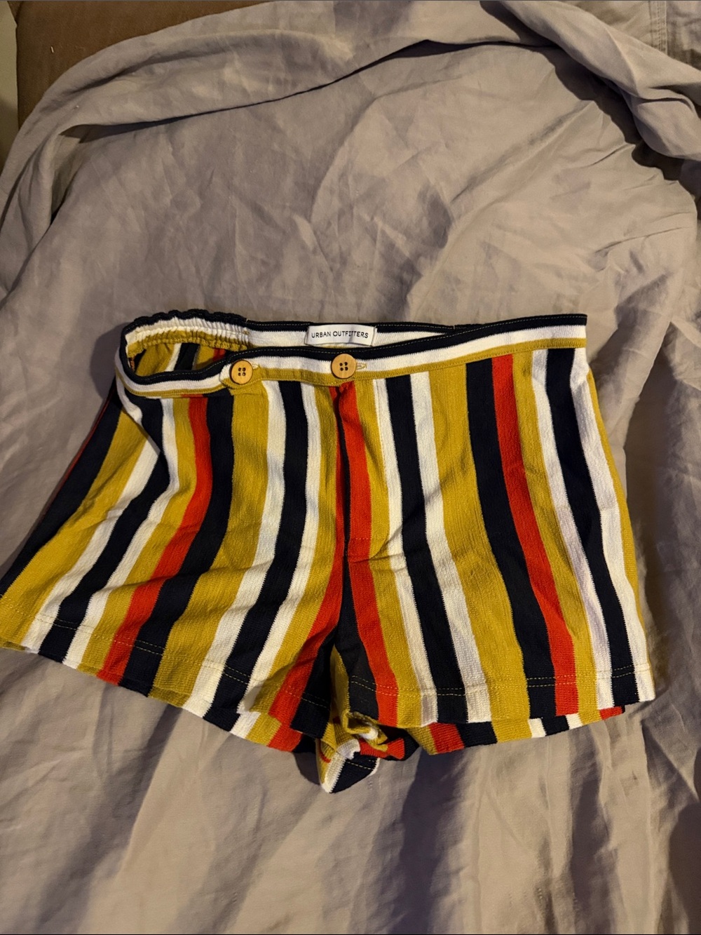 Urban Outfitters Yellow Navy Red White Striped High-Waist Women’s Shorts